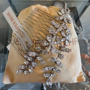 Jennifer Behr Silver Floral Crystal Hair Comb